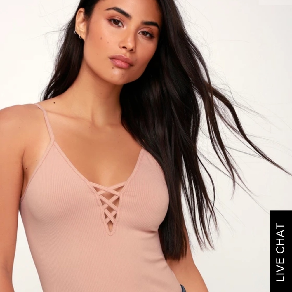 Lulu's Free People ROSE PINK RIBBED CAMI